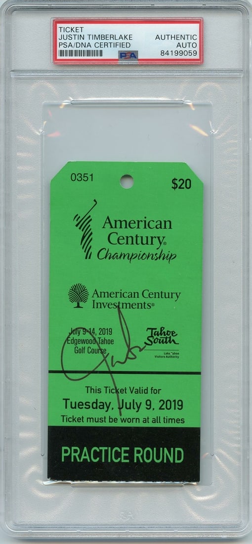 PSA DNA Authenticated Justin Timberlake Autograph Championship Ticket (1 of 2)