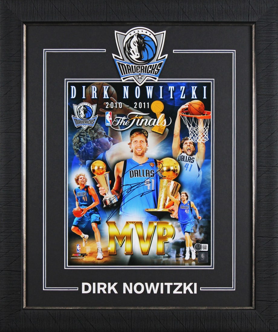 Framed 11x14 Dirk Nowitzki signed photo Dallas Mavericks Beckett authenticated: Framed 11x14 Dirk Nowitzki signed photo Dallas Mavericks Beckett authenticated Authentic signed vertical 11x14 framed photo of Dirk Nowitzki from the Dallas Mavericks. This original photo is personall