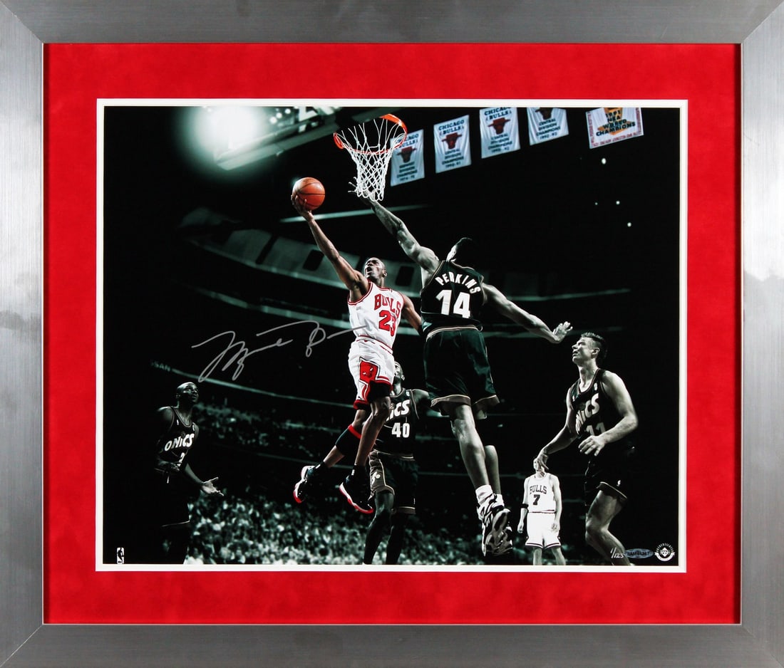 Michael Jordan Signed 16x20 Framed Photo Limited Edition #1/123 UDA Certified: Michael Jordan Signed 16x20 Framed Photo Limited Edition #1/123 UDA Certified This stunning limited edition framed photo features the iconic Michael Jordan of the Chicago Bulls, personally signed by t