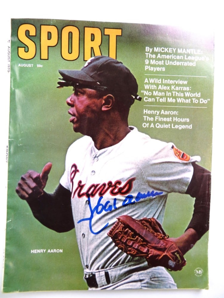 Hank Aaron Autographed 1970 SPORT Magazine Braves JSA Certified: Hank Aaron Autographed 1970 SPORT Magazine Braves JSA Certified This original magazine features a striking cover and is autographed by the legendary Hank Aaron, a hallmark of baseball history and a ce