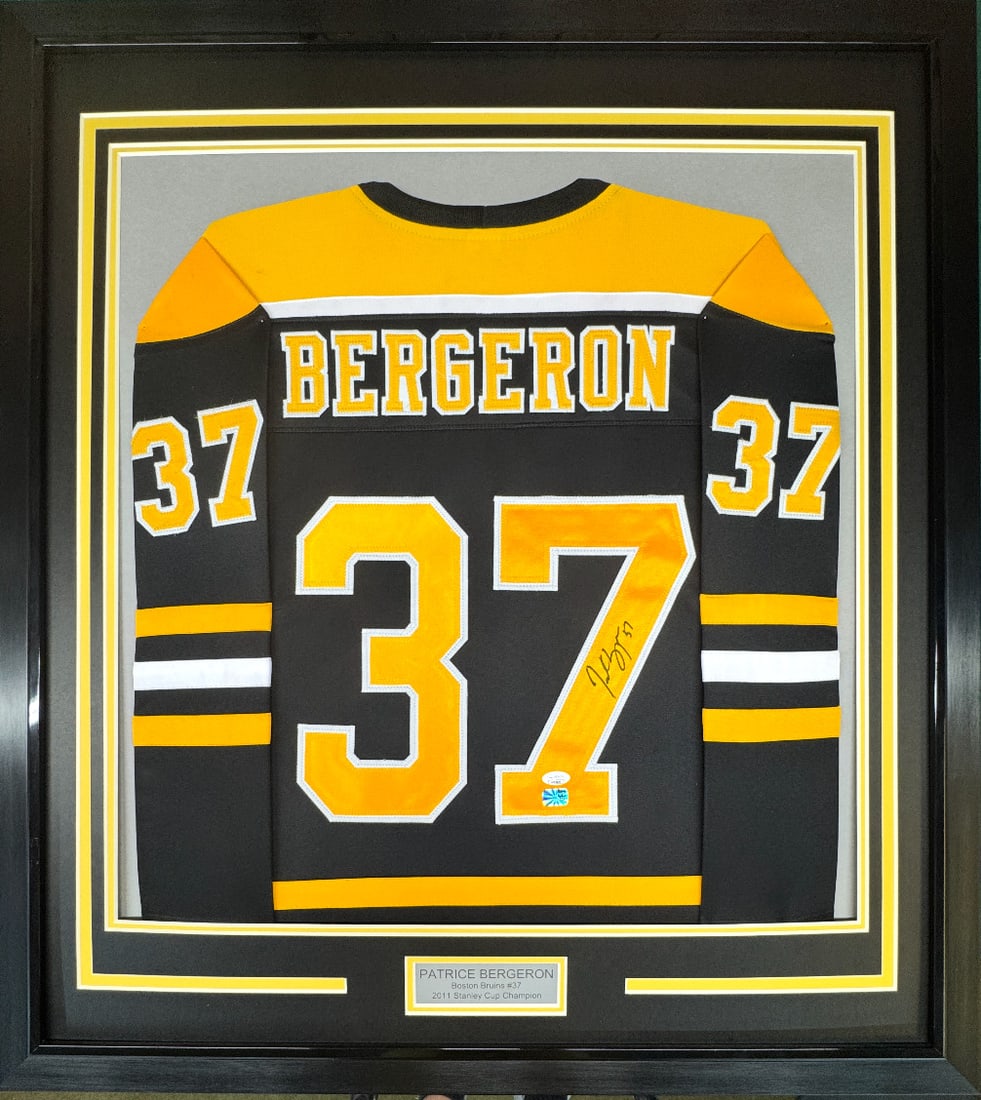 Framed Signed Patrice Bergeron Boston Bruins Jersey with PSA/DNA COA (1 of 2)