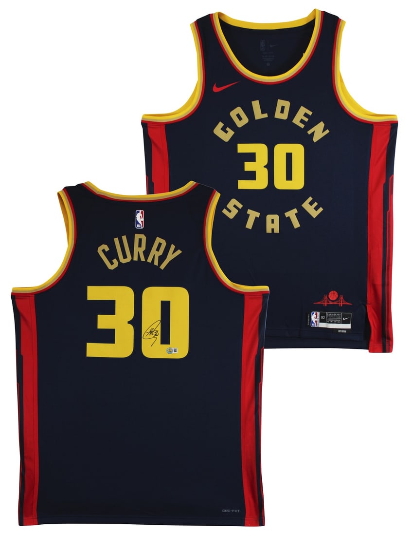 Stephen Curry Autographed 2024 City Edition Nike Warriors Jersey Beckett Authenticated: Stephen Curry Autographed 2024 City Edition Nike Warriors Jersey Beckett Authenticated This Golden State Warriors Nike 2024 City Edition Swingman jersey in navy blue is personally autographed by Steph
