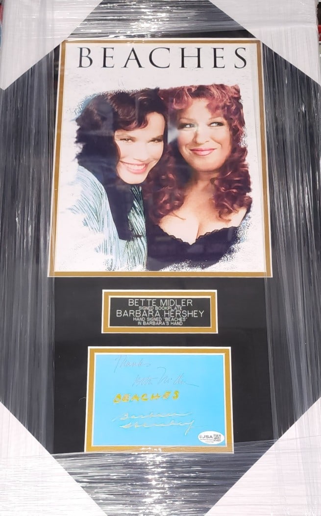 Framed Bookplate Signed by Bette Midler and Barbara Hersey JSA Authenticated (1 of 2)