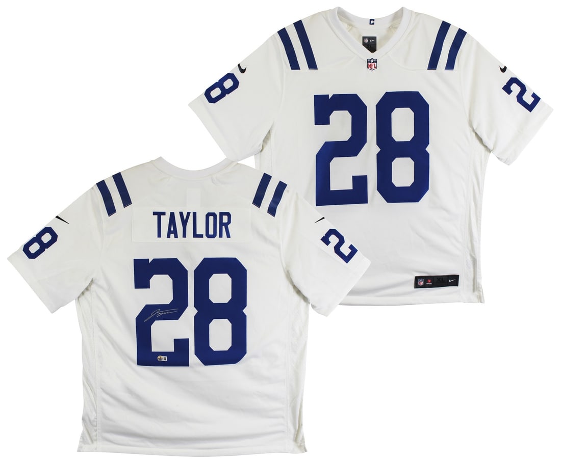 White Nike Limited Jersey Signed by Jonathan Taylor Beckett BAS Witnessed: White Nike Limited Jersey Signed by Jonathan Taylor Beckett BAS Witnessed This authentic white Nike Limited jersey is personally signed by Jonathan Taylor of the Indianapolis Colts. The autograph is w