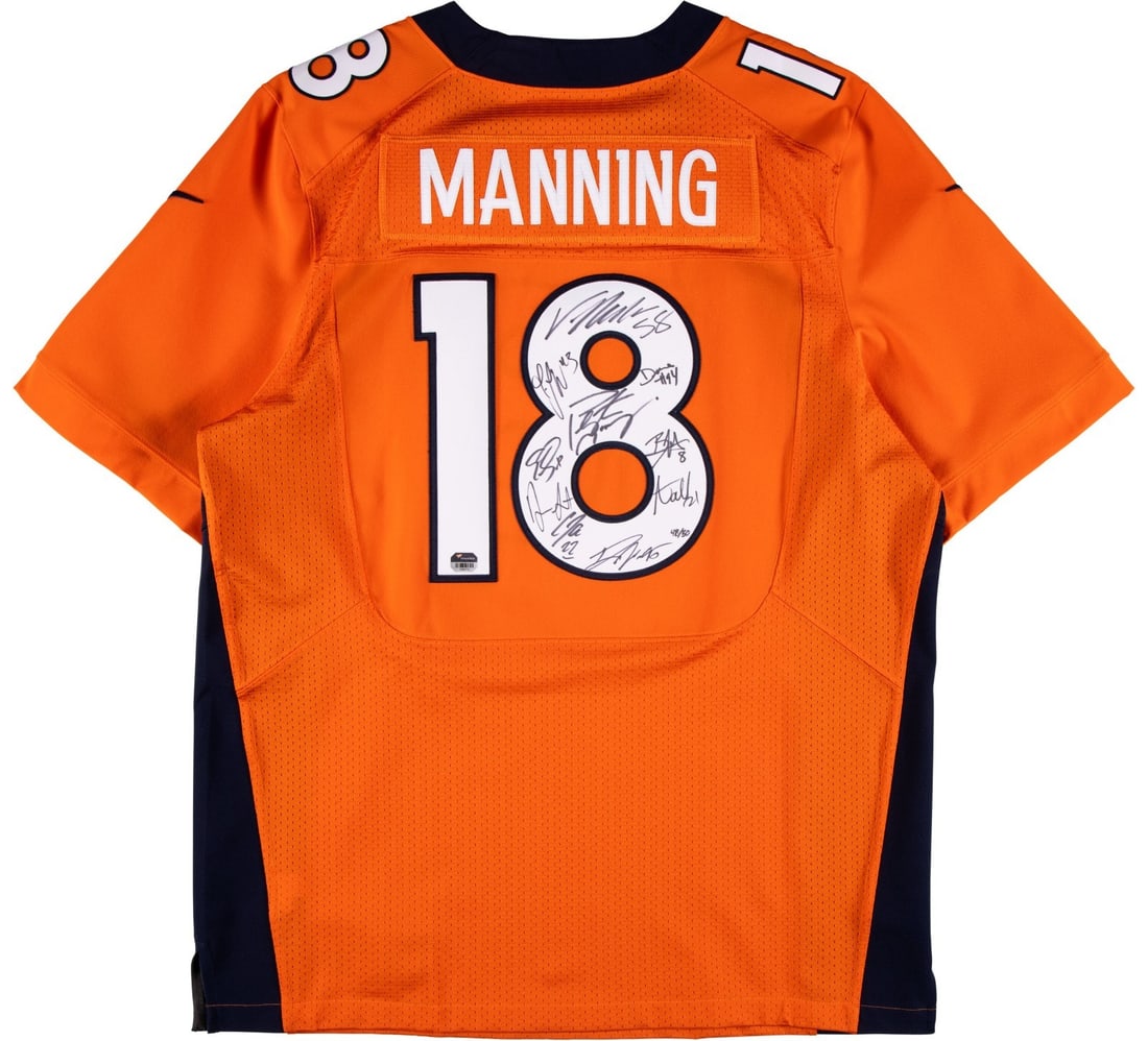 Peyton Manning Broncos authentic Nike size 48 jersey signed by 10 Beckett (1 of 7)