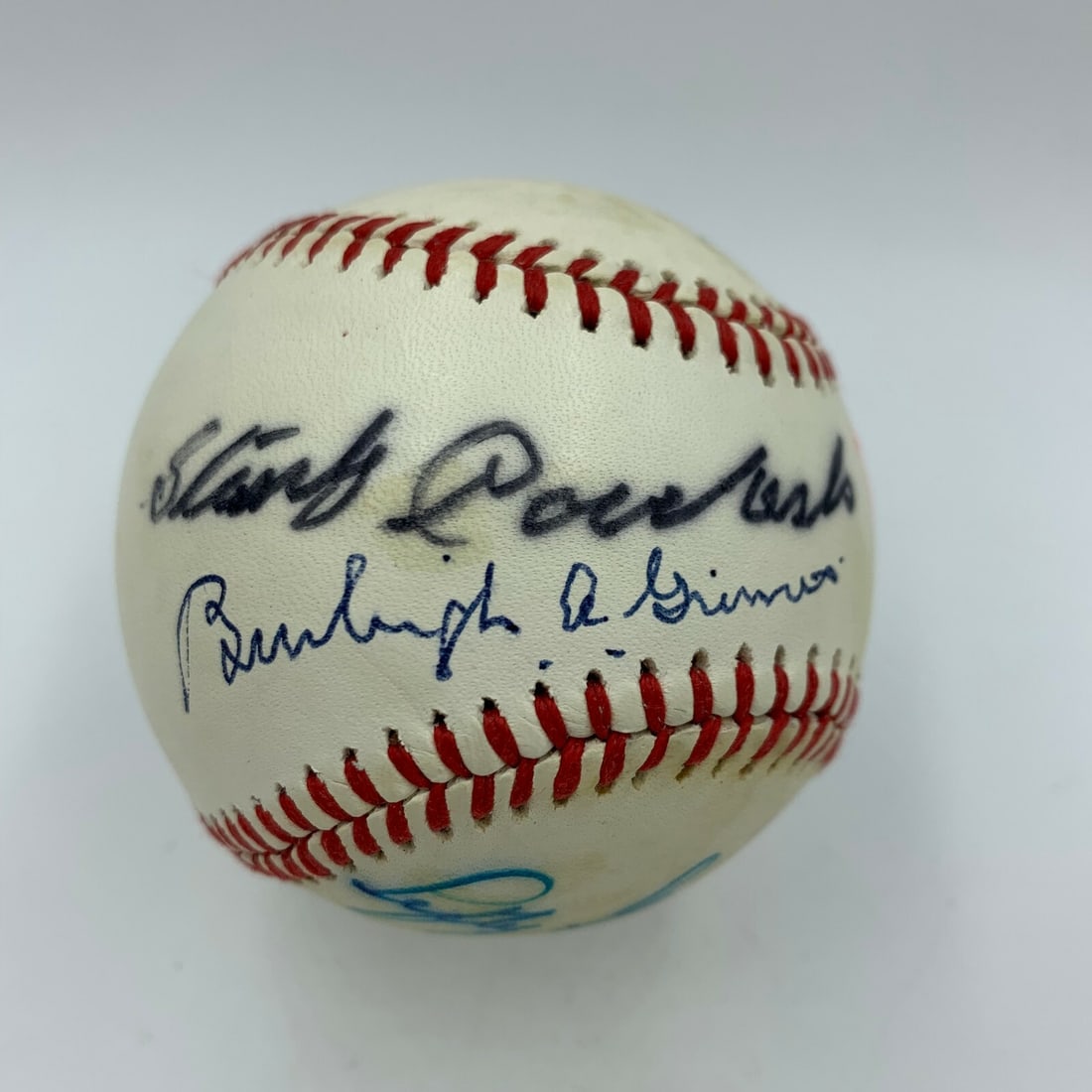 Vintage Official American League baseball signed by seven pitching legends JSA COA: Vintage Official American League baseball signed by seven pitching legends JSA COA This vintage Official American League baseball is signed by notable New York Yankees and New York Giants pitching leg