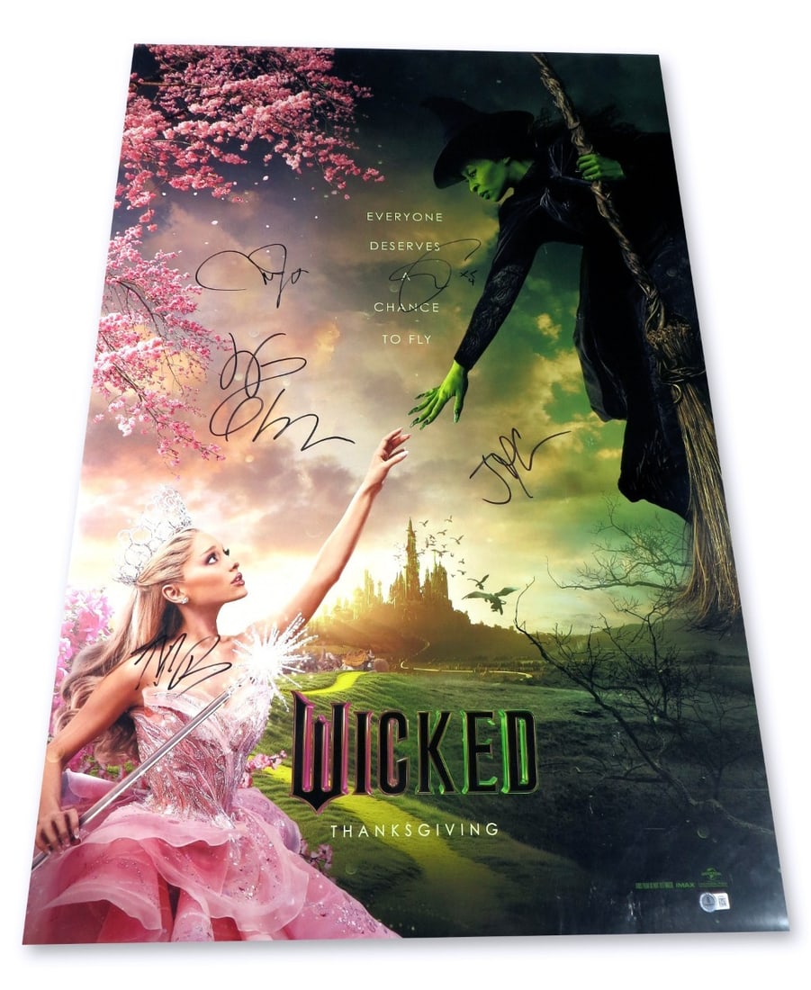 27X40 Wicked poster signed by Erivo Goldblum Yeoh Bailey Chu BAS (1 of 4)