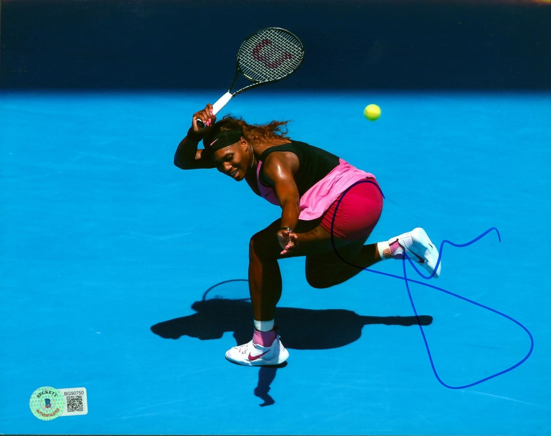 Serena Williams Signed 8x10 Photo Beckett Authenticated BAS #BG90750: Serena Williams Signed 8x10 Photo Beckett Authenticated BAS #BG90750 This authentic 8x10 photograph of Serena Williams has been personally signed by the tennis champion herself. The item is verified f