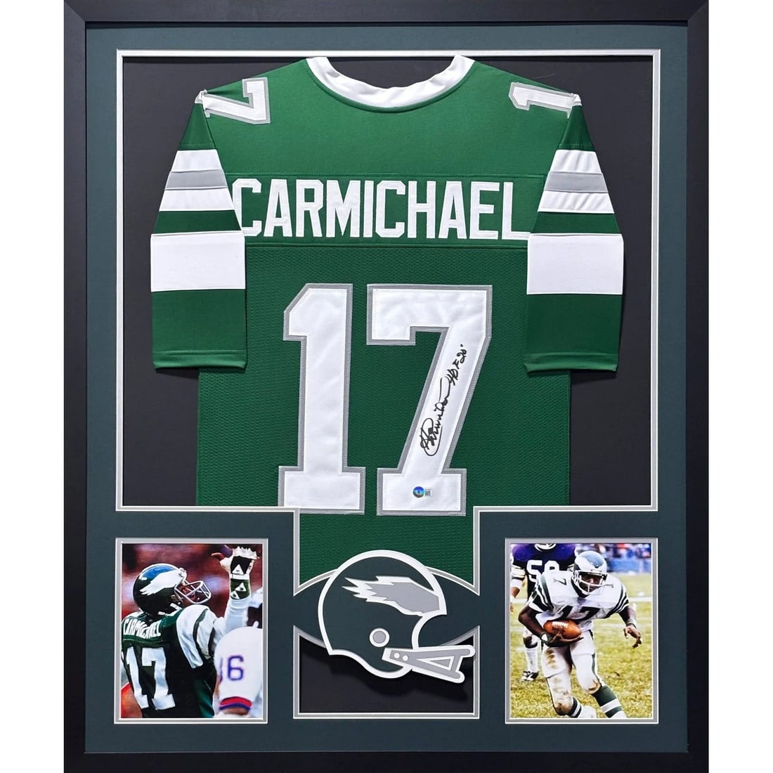 Framed Harold Carmichael Eagles Autographed Jersey Beckett Authenticated (1 of 2)