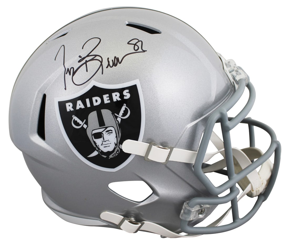 BAS Certified Tim Brown Signed Raiders Riddell Speed Replica Helmet (1 of 3)