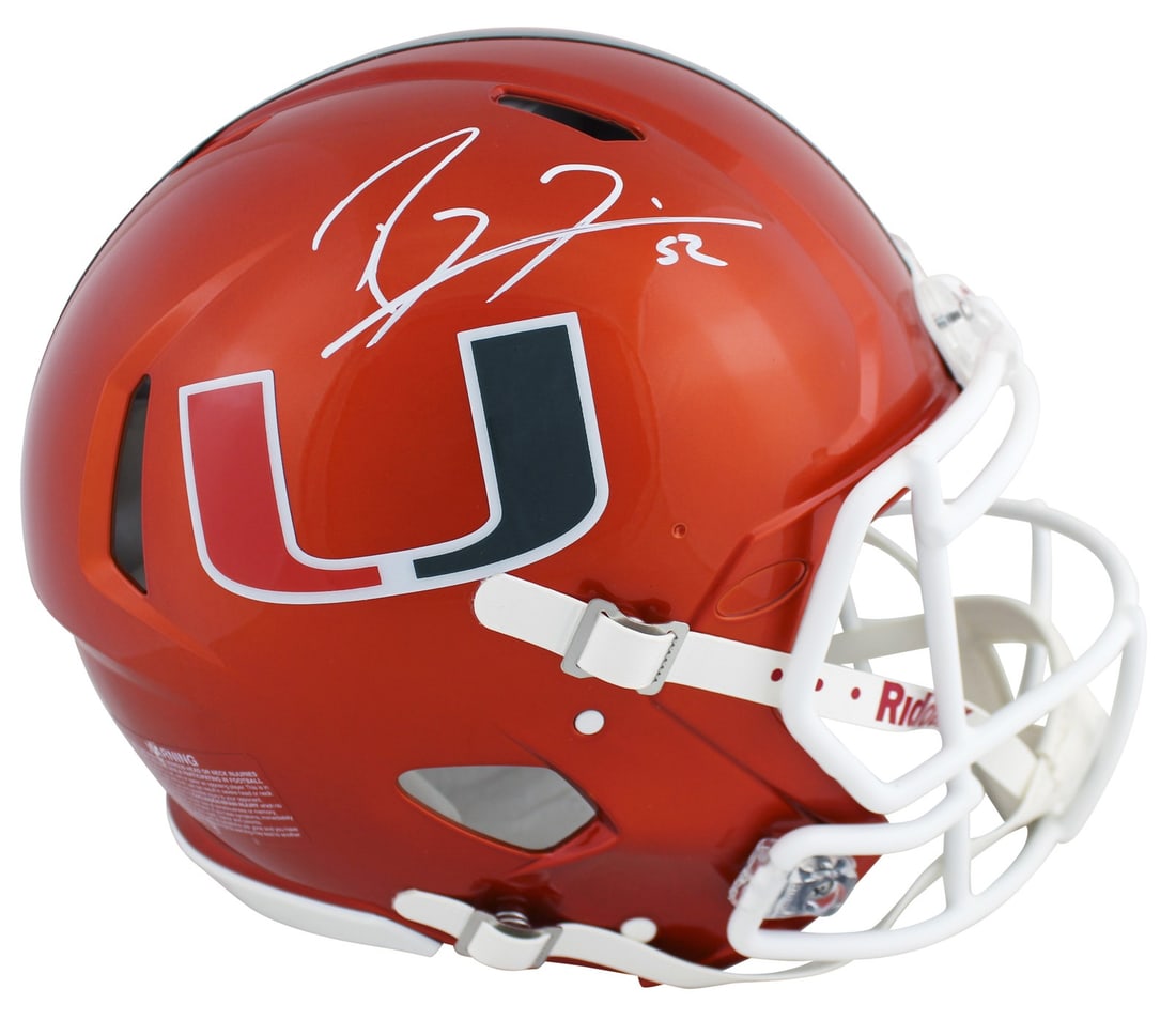Ray Lewis signed Miami Hurricanes Speed Proline helmet Beckett witnessed (1 of 3)