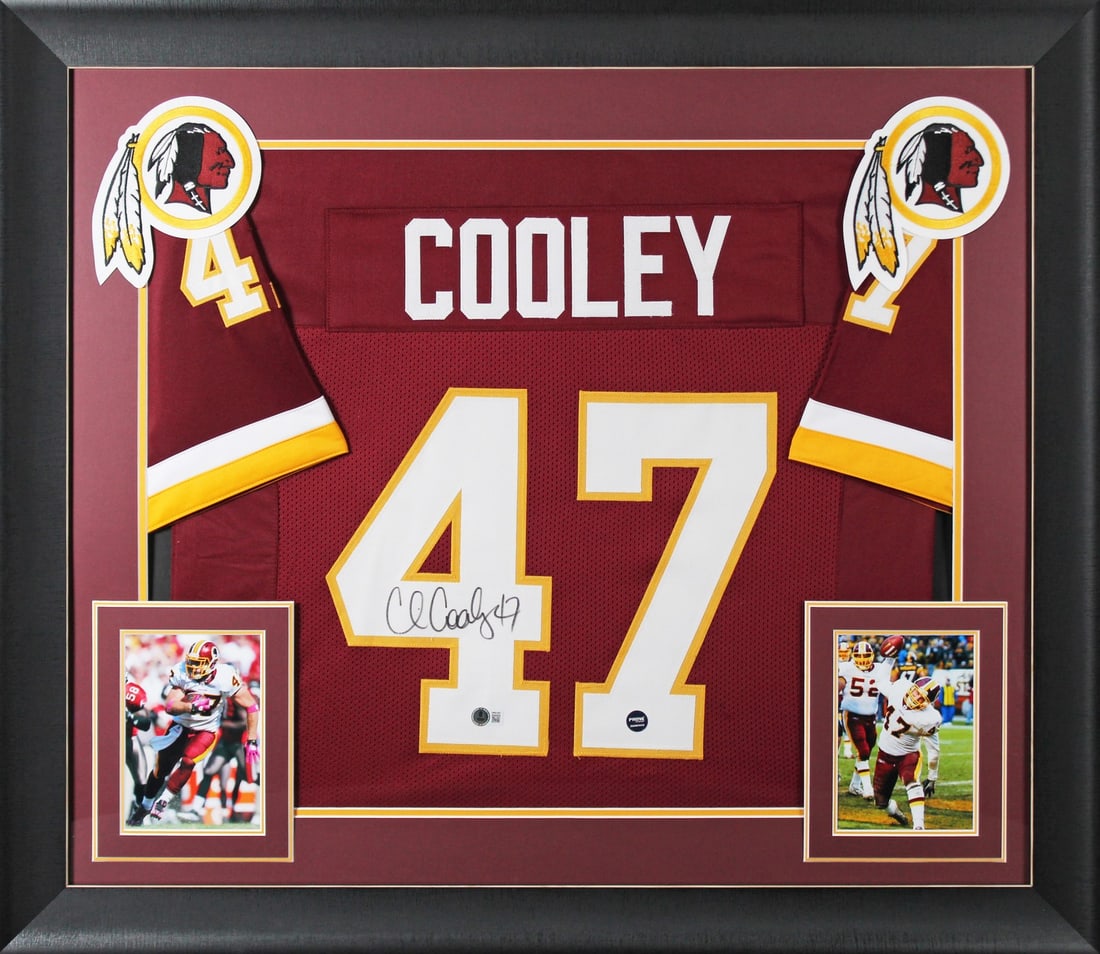 Chris Cooley signed Washington Commanders framed maroon jersey BAS witnessed (1 of 2)