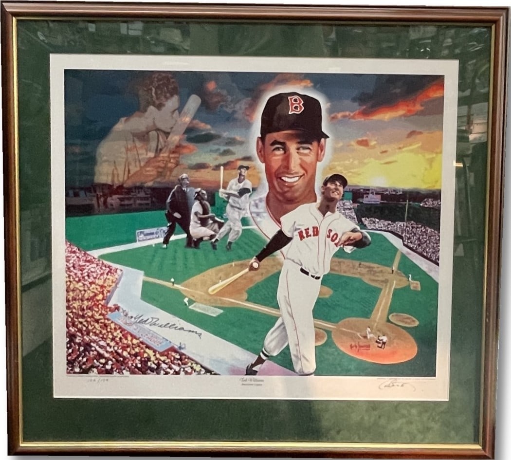 JSA Authenticated Framed Red Sox Lithograph Signed by Ted Williams Carlo Beninati (1 of 6)