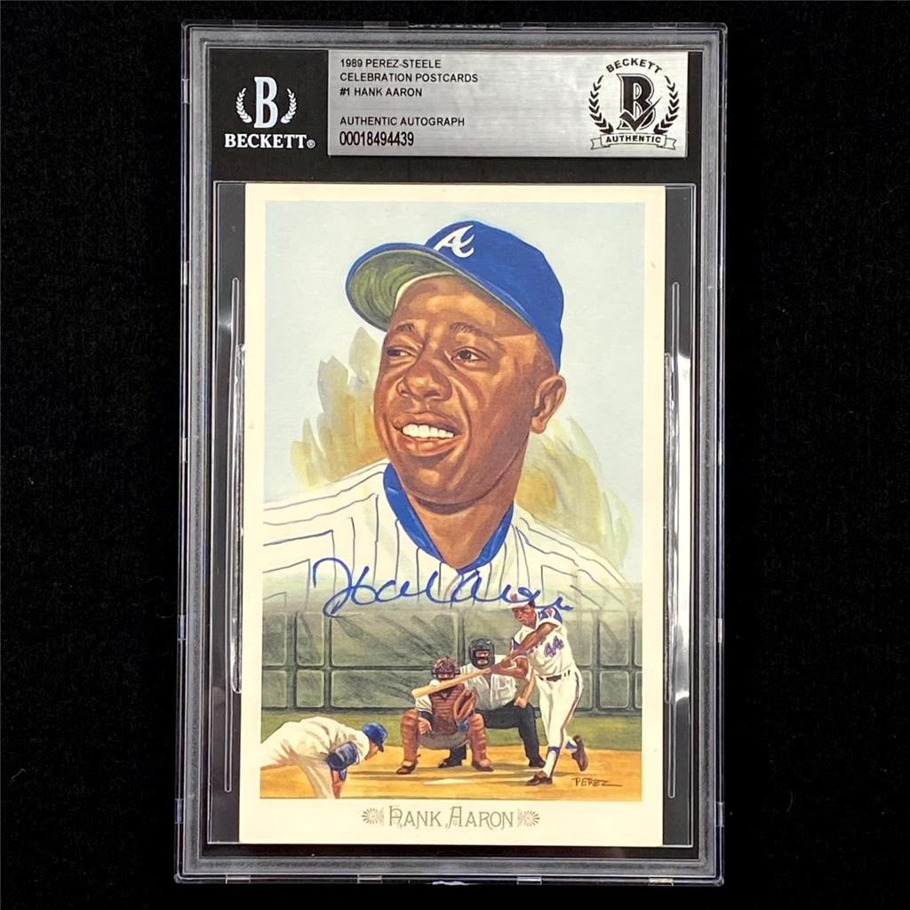 Hank Aaron BAS signed 1989 Perez Steele Celebration postcard (1 of 4)