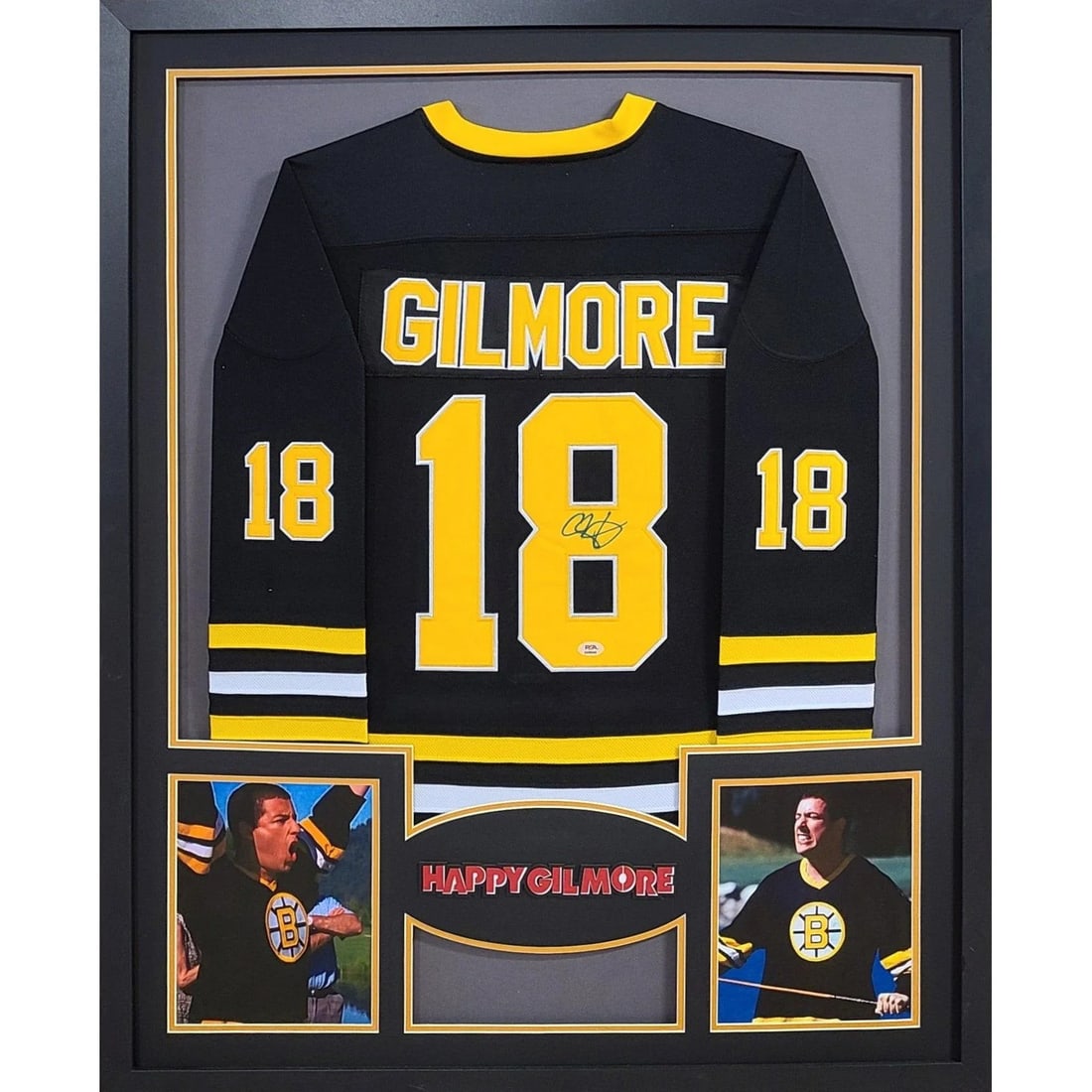 Adam Sandler Signed Happy Gilmore Framed Jersey PSA/DNA Authentic: Adam Sandler Signed Happy Gilmore Framed Jersey PSA/DNA Authentic This framed jersey is a remarkable piece of memorabilia signed by Adam Sandler, featuring his iconic role from the movie Happy Gilmore