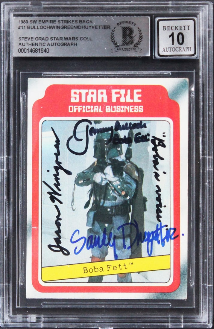 Star Wars Signed 1980 ESB #11 Card Auto 10 Beckett Authentication: Star Wars Signed 1980 ESB #11 Card Auto 10 Beckett Authentication Celebrate the iconic Star Wars universe with this autographed 1980 Empire Strikes Back #11 trading card, featuring the signatures of J