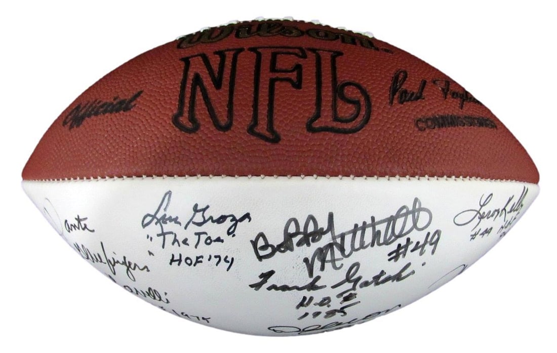 21 NFL Hall of Famers Autographed Wilson Football: 21 NFL Hall of Famers Autographed Wilson Football This is an original Wilson NFL football featuring the signatures of 21 NFL Hall of Famers, making it a remarkable collectible for any football enthusi