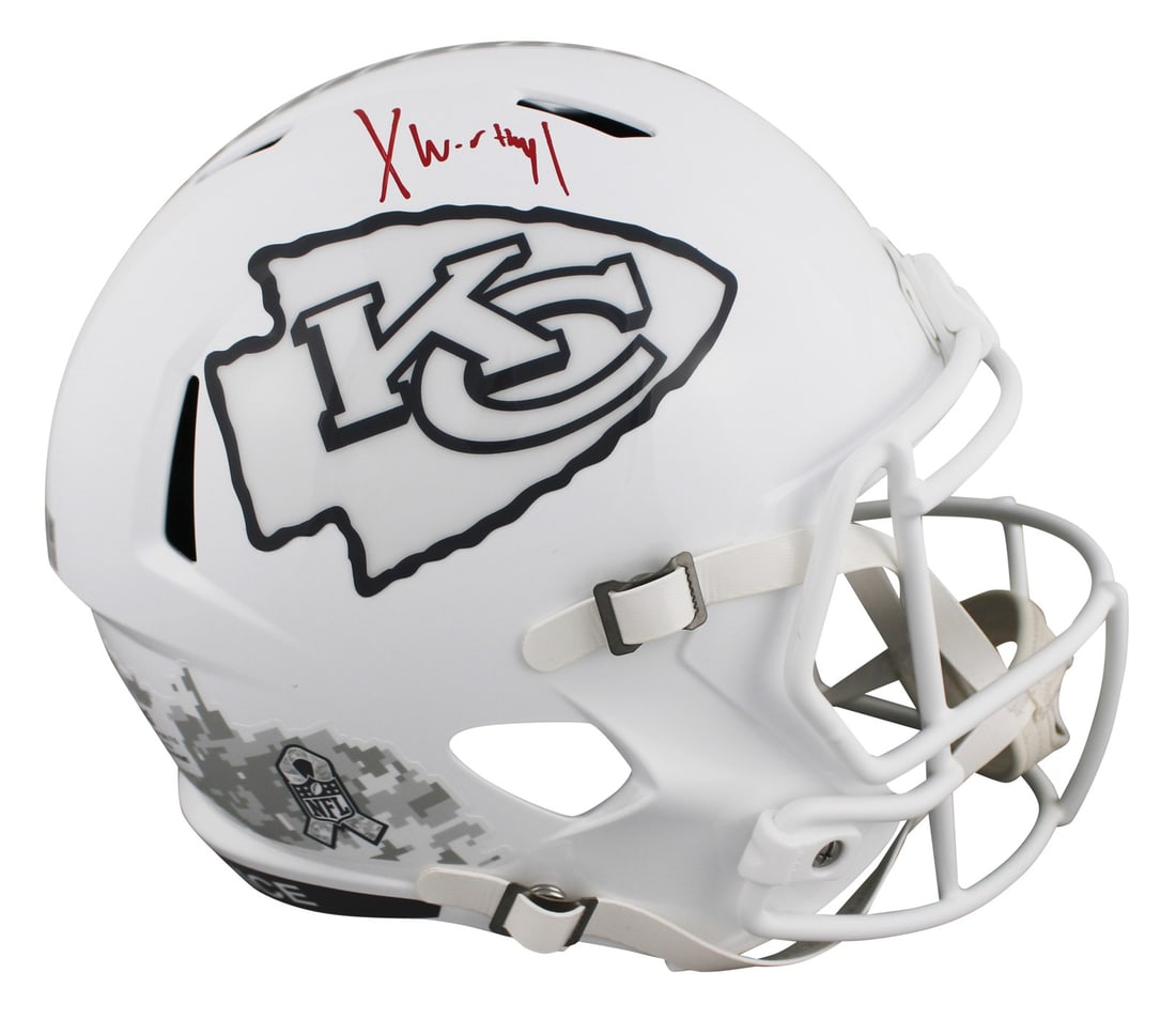 Xavier Worthy Autographed Chiefs STS III Full Size Helmet Fanatics (1 of 3)