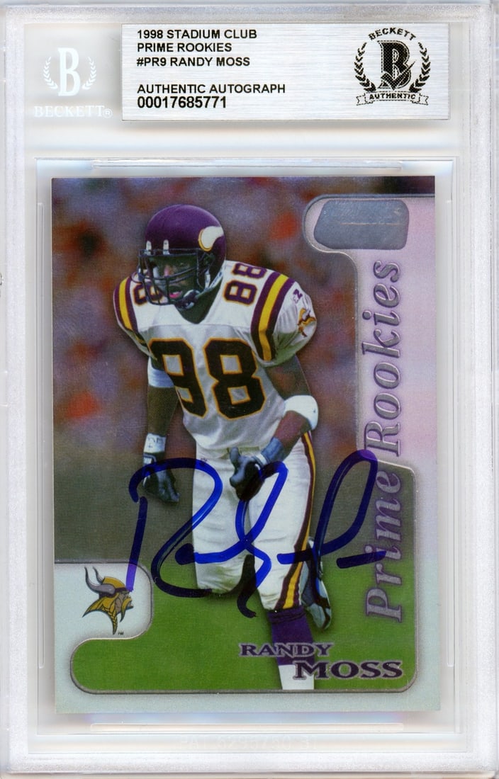 Randy Moss 1998 Stadium Club Prime Rookies PR9 Auto RC BGS 10 (1 of 2)
