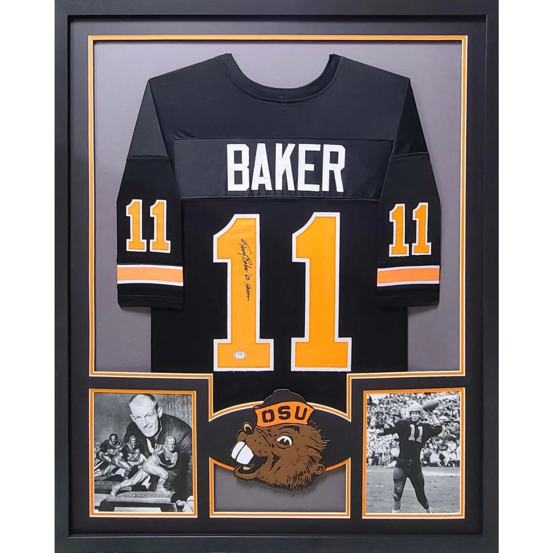 Terry Baker Signed Framed Jersey PSA/DNA Oregon State Heisman 42x34: Terry Baker Signed Framed Jersey PSA/DNA Oregon State Heisman 42x34 This autographed Terry Baker framed jersey showcases the iconic Oregon State design. Authenticated by PSA/DNA, a leader in sports me