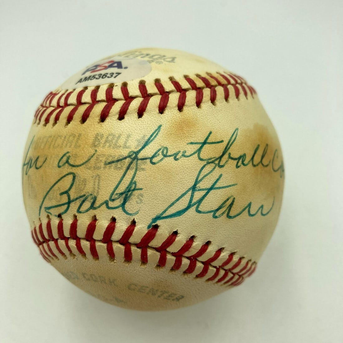 Bart Starr Signed Baseball with Inscription PSA Authenticated: Bart Starr Signed Baseball with Inscription PSA Authenticated This is a signed baseball by Bart Starr, legendary quarterback of the Green Bay Packers. The ball features a unique inscription: "This Is 
