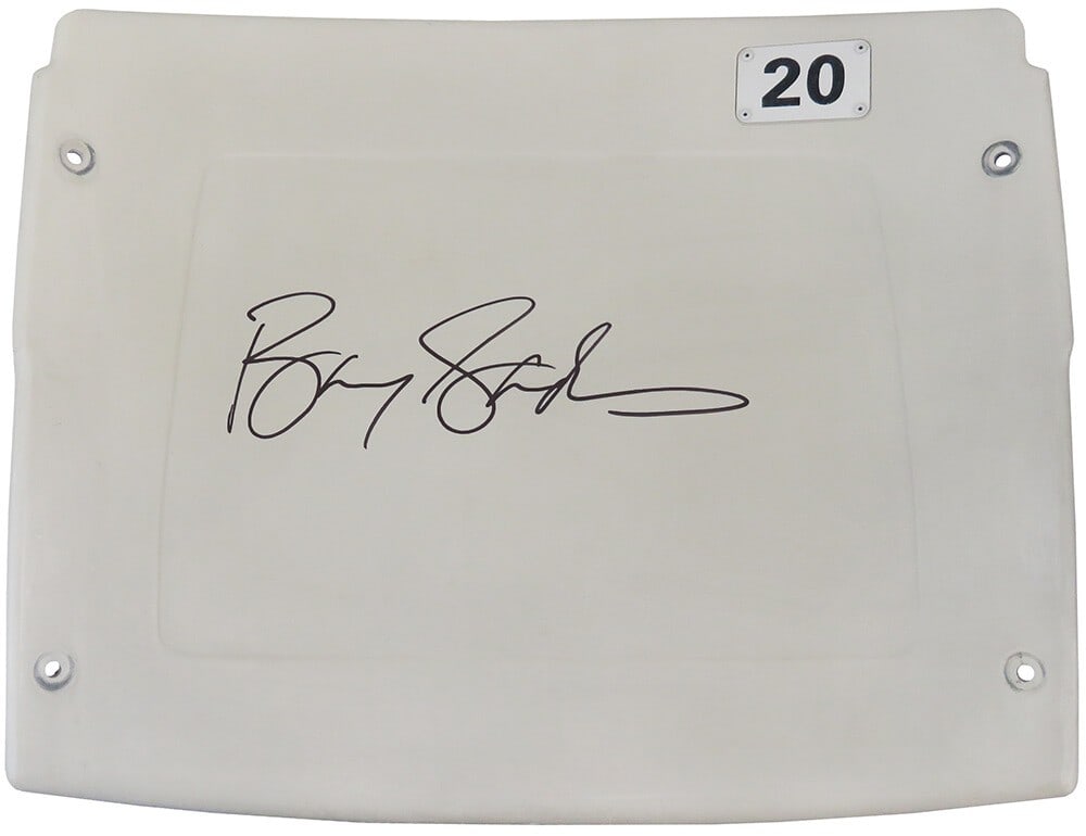 Barry Sanders Signed Detroit Lions Silverdome Stadium Seatback with COA: Barry Sanders Signed Detroit Lions Silverdome Stadium Seatback with COA Own a piece of NFL history with this authentic signed Detroit Silverdome white #20 stadium seatback by legendary player Barry Sa