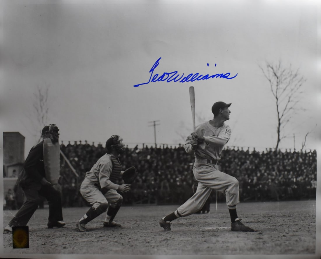 Ted Williams HOF autographed 16x20 Red Sox photo Green Diamond hologram: Ted Williams HOF autographed 16x20 Red Sox photo Green Diamond hologram Original signed Ted Williams Hall of Fame 16x20 photo featuring the Boston Red Sox. This baseball collectible includes a Green D