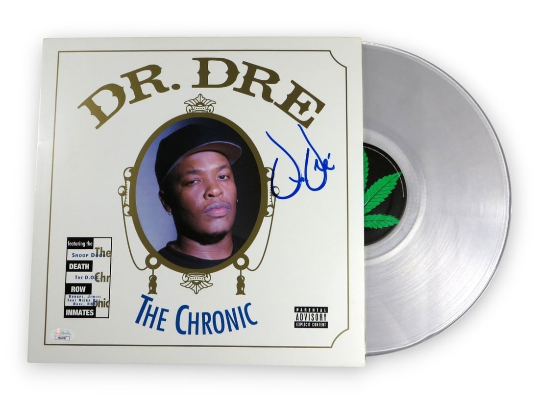 Dr. Dre Autographed Album Cover The Chronic JSA Authenticated: Dr. Dre Autographed Album Cover The Chronic JSA Authenticated This is an original, autographed album cover of 'The Chronic' by Dr. Dre. The signature is authenticated by James Spence Authentication (J