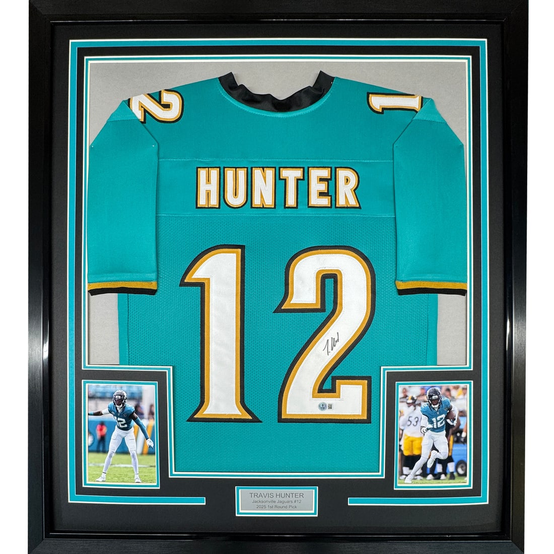 Travis Hunter Signed Jacksonville Teal Jersey 35x39 Framed With Beckett COA (1 of 2)