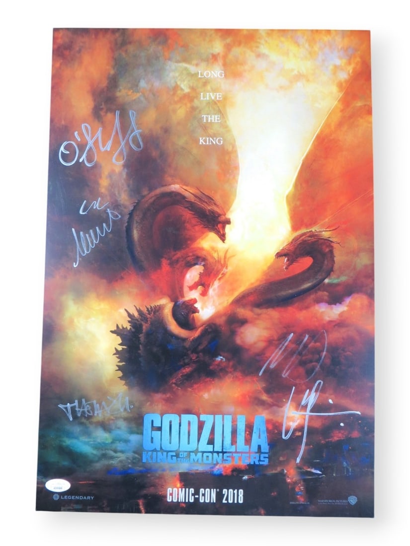 13X20 Godzilla King of Monsters poster signed by 5 cast members JSA (1 of 5)