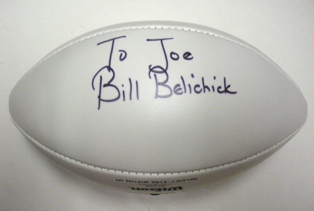 Signed Bill Belichick Patriots Super Bowl Football with Certificate of Authenticity: Signed Bill Belichick Patriots Super Bowl Football with Certificate of Authenticity This is an original football signed by Bill Belichick, commemorating his time with the New England Patriots as Super