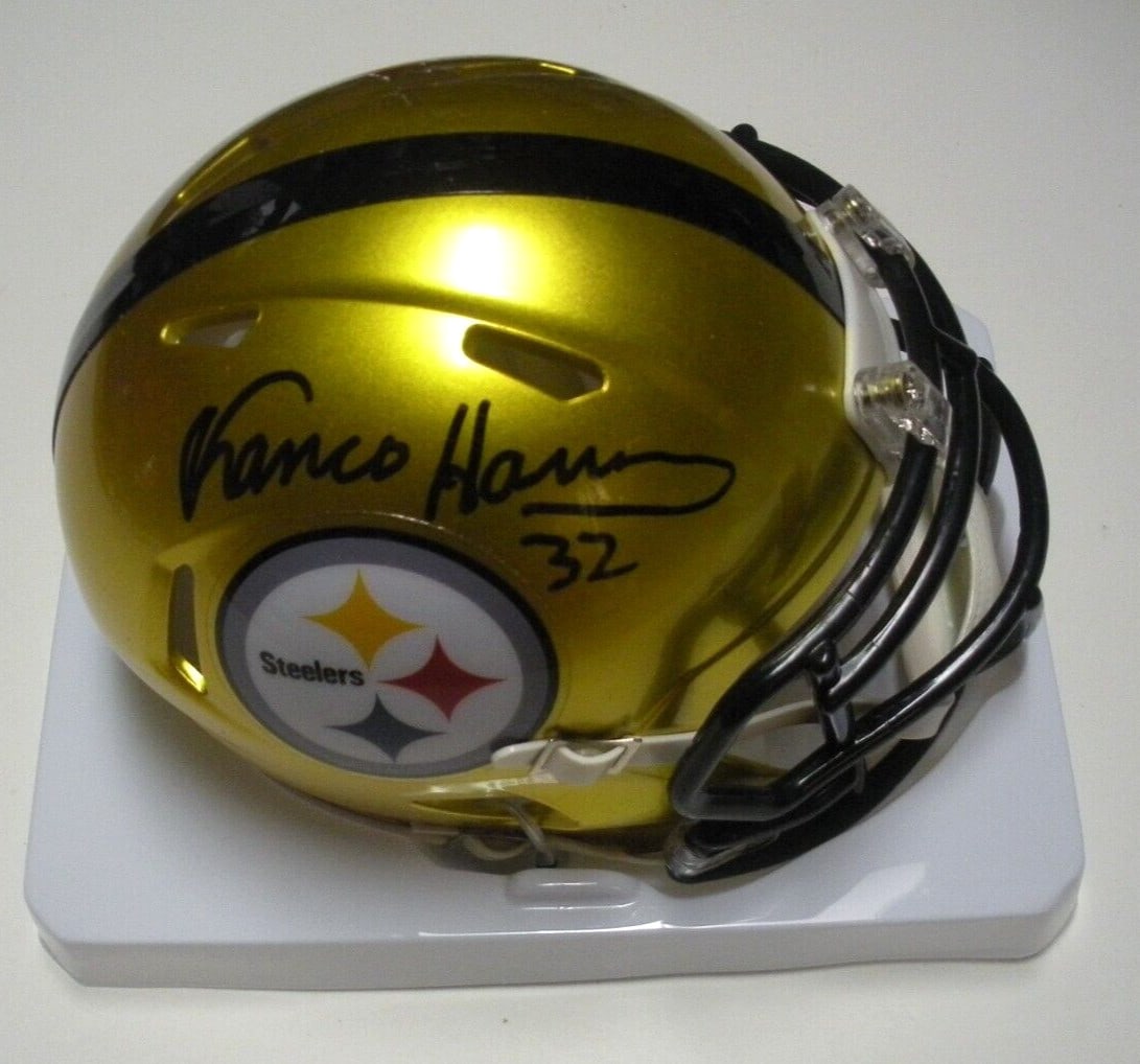 Mini Helmet Autographed by Franco Harris with Beckett COA Pittsburgh Steelers HOF 1990: Mini Helmet Autographed by Franco Harris with Beckett COA Pittsburgh Steelers HOF 1990 This is a pre-owned Pittsburgh Steelers mini helmet signed by Franco Harris. The item is original and comes with 