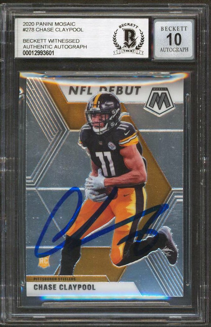 Beckett authenticated Chase Claypool 2020 Panini Mosaic 278 rookie autograph card (1 of 2)