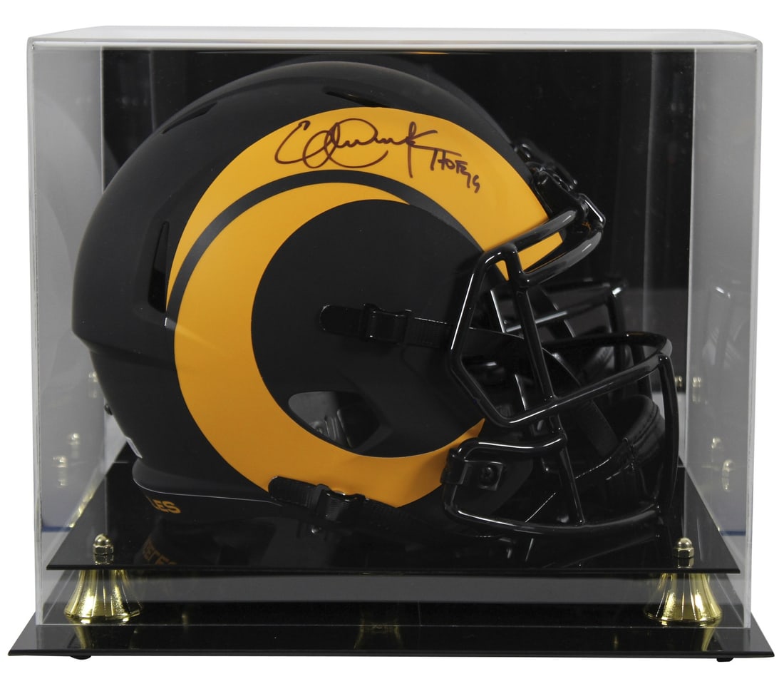 Eric Dickerson Signed Rams Eclipse Helmet HOF 99 Beckett Authenticated: Eric Dickerson Signed Rams Eclipse Helmet HOF 99 Beckett Authenticated This autographed full-size speed replica helmet features the vibrant alternate Eclipse design, personally signed by NFL Hall of F