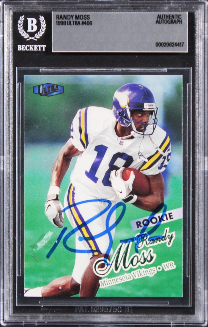 Beckett authenticated Randy Moss 1998 Ultra 406 rookie card Vikings (1 of 2)