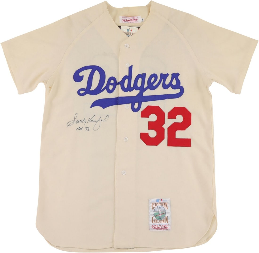 Sandy Koufax Signed Brooklyn Dodgers Jersey HOF 1972 PSA DNA: Sandy Koufax Signed Brooklyn Dodgers Jersey HOF 1972 PSA DNA Celebrate the legacy of baseball with this authentic Brooklyn Dodgers jersey, signed by Hall of Famer Sandy Koufax. This exquisite cream-co