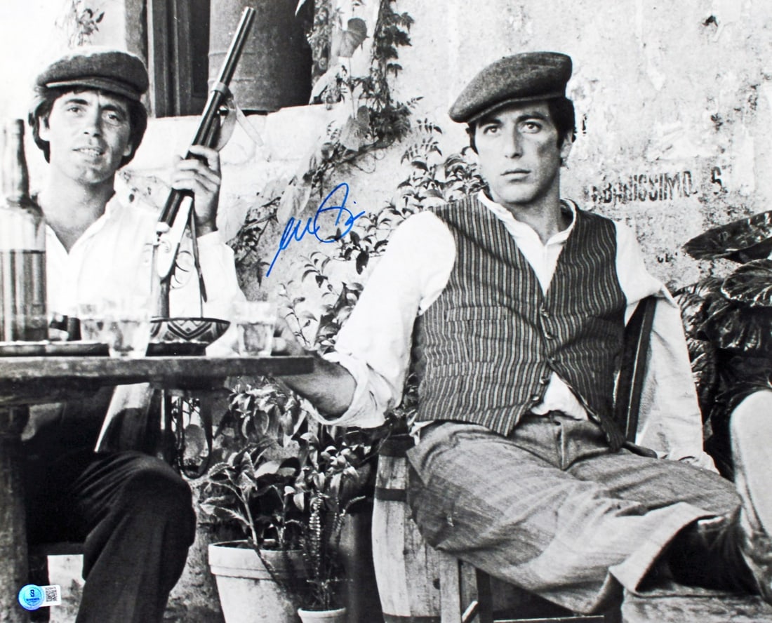 Al Pacino Signed 16x20 The Godfather Photo BAS Authenticated: Al Pacino Signed 16x20 The Godfather Photo BAS Authenticated This stunning 16x20 horizontal black and white photograph features Al Pacino, personally signed as a tribute to his iconic role in The Godf