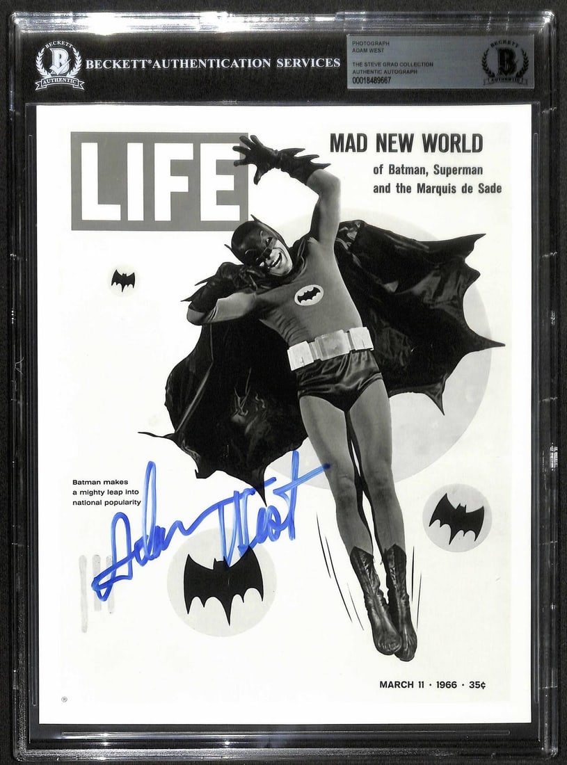 Beckett Authenticated Adam West Batman 8x10 Signed Photo: Beckett Authenticated Adam West Batman 8x10 Signed Photo This 8x10 photograph features the hand signature of Adam West, renowned for his role as Batman in the classic 1960s television series. The phot