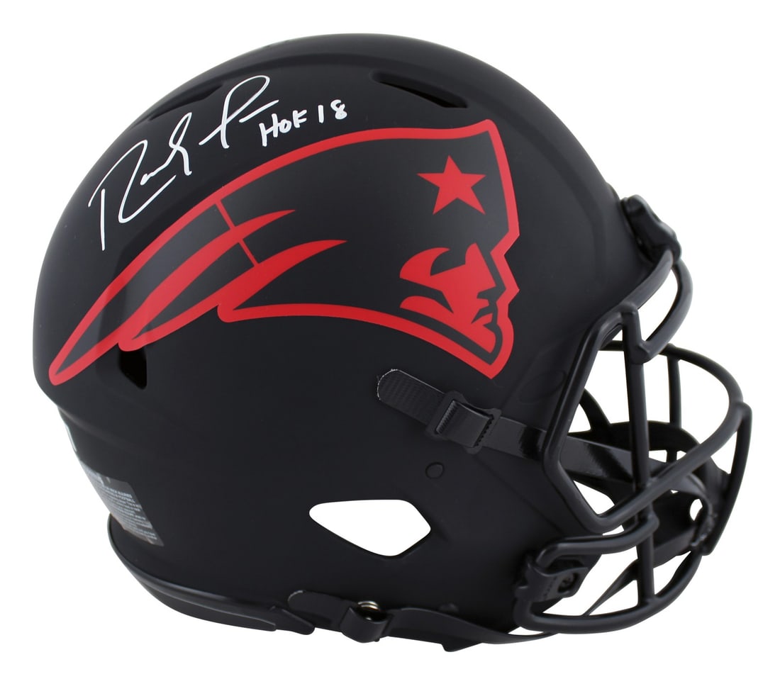 Randy Moss Signed New England Patriots Eclipse Helmet HOF 18 BAS Authenticated: Randy Moss Signed New England Patriots Eclipse Helmet HOF 18 BAS Authenticated This New England Patriots alternate Eclipse Riddell Authentic Full Size Speed Proline Helmet is a must-have for fans and 