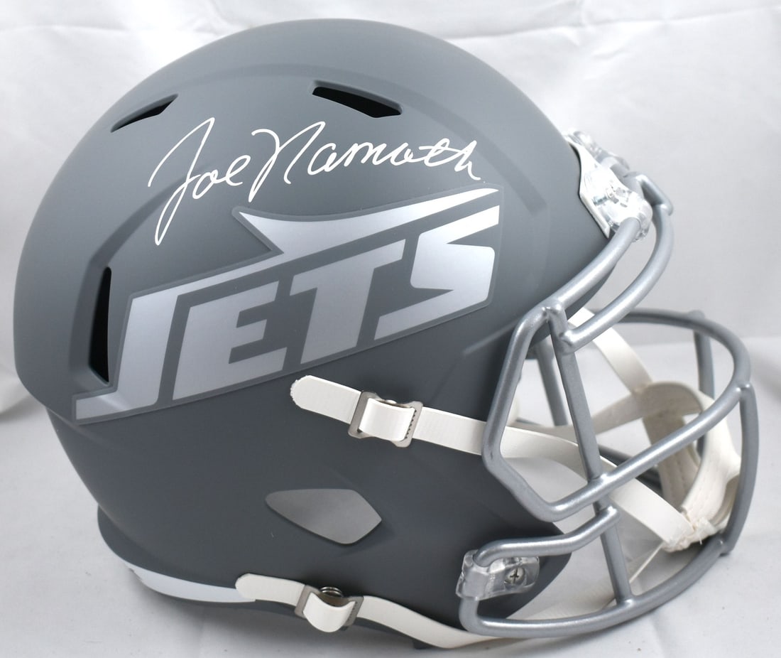 Joe Namath signed New York Jets full size slate speed helmet Beckett hologram (1 of 5)