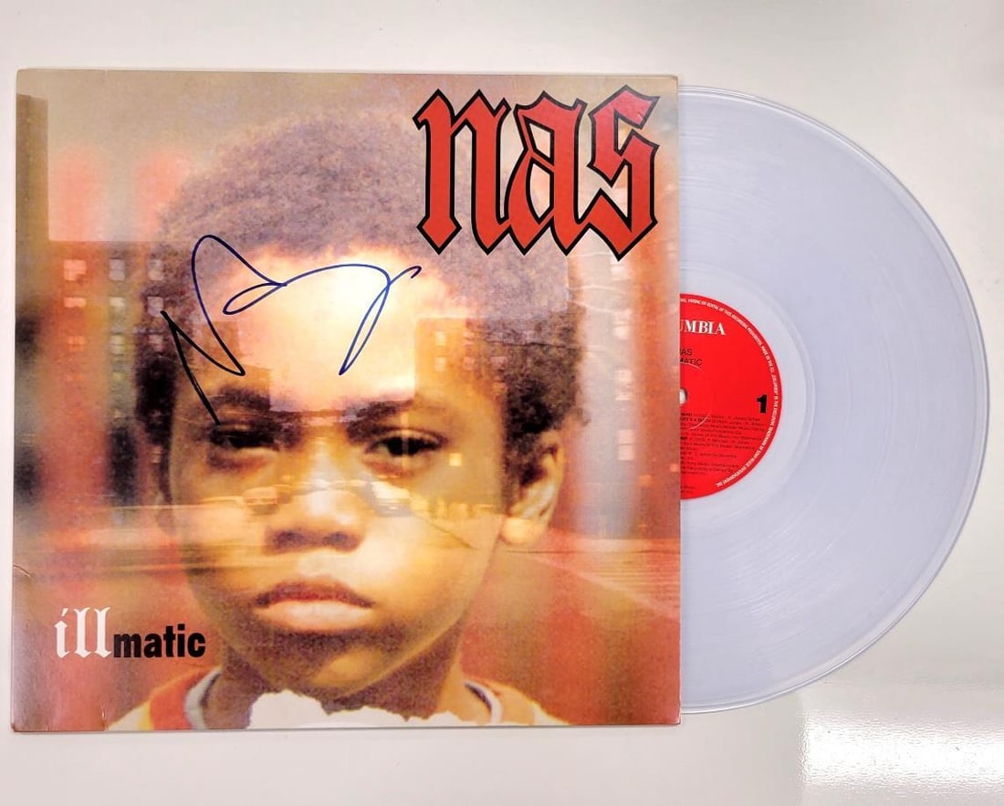 Illmatic Vinyl Album Cover Signed by Nasir Jones Beckett Authenticated: Illmatic Vinyl Album Cover Signed by Nasir Jones Beckett Authenticated This original Illmatic vinyl record album cover is hand-signed by Nas (Nasir Jones) and comes authenticated by Beckett. It is a p