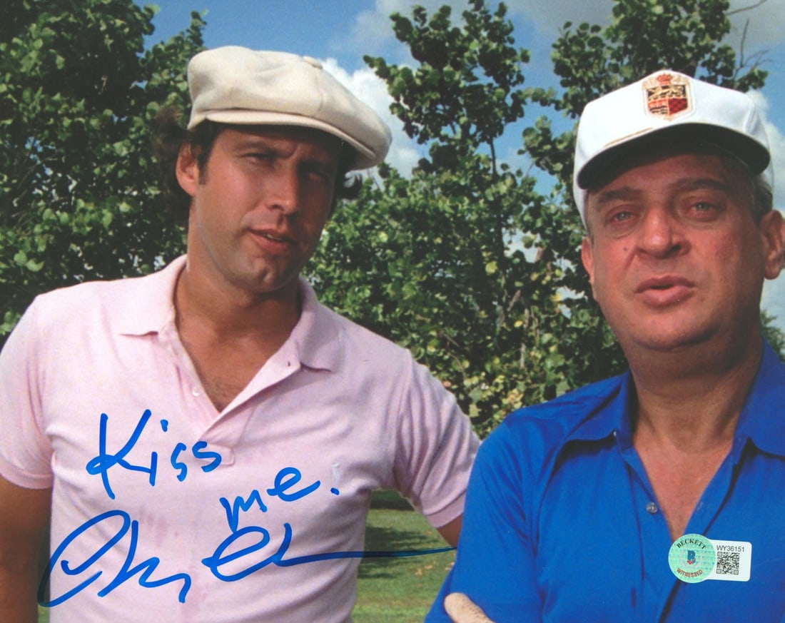 Chevy Chase Caddyshack Signed 8x10 Photo with Kiss Me Inscription BAS Authenticated: Chevy Chase Caddyshack Signed 8x10 Photo with Kiss Me Inscription BAS Authenticated This stunning horizontal 8x10 photograph features the beloved Chevy Chase from the classic film Caddyshack, personal