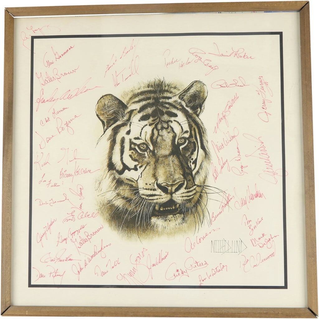 Framed 19x19 Detroit Tigers team-signed photo 1968 1984 World Series JSA (1 of 12)