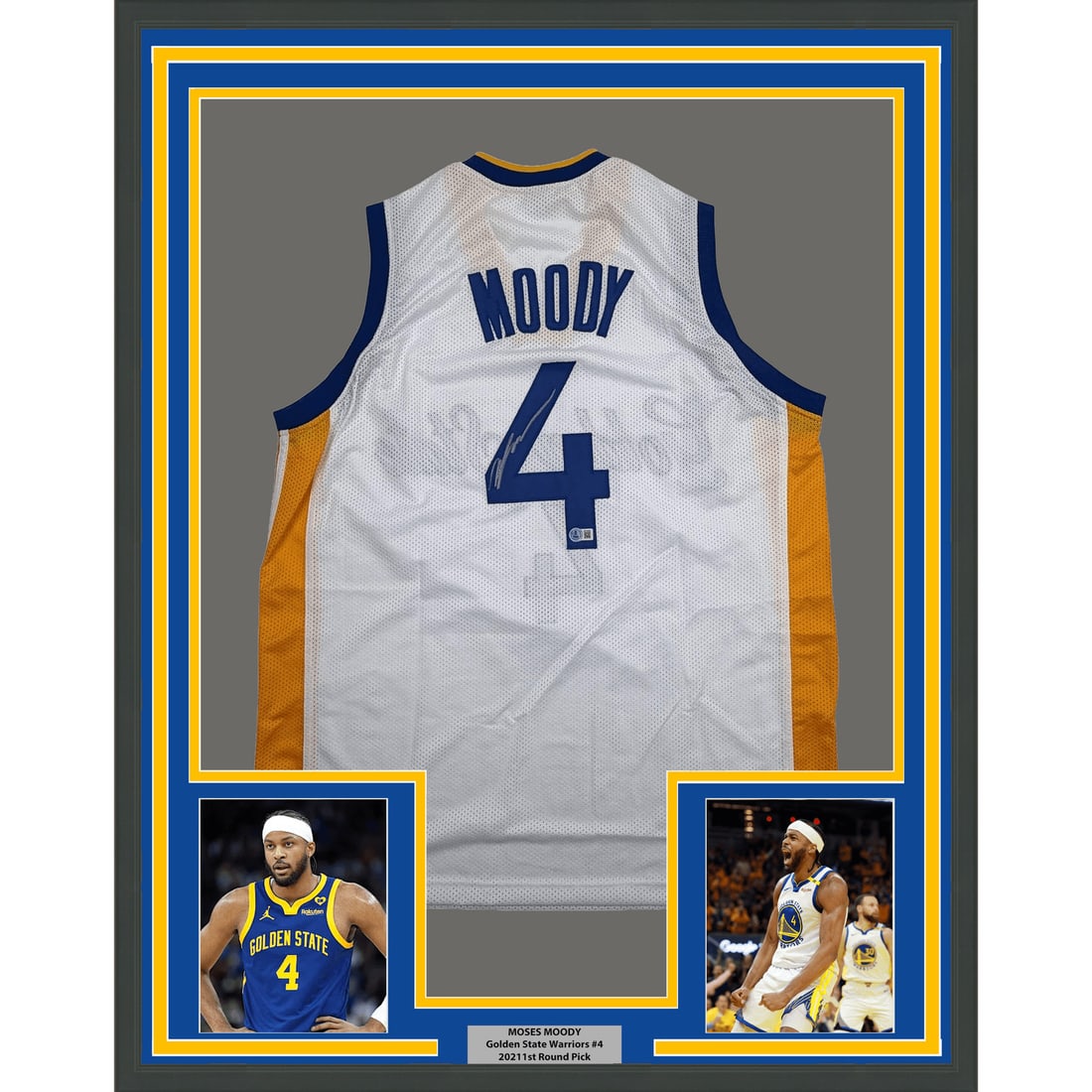 35x39 Framed Moses Moody Signed Warriors Jersey Beckett COA (1 of 2)