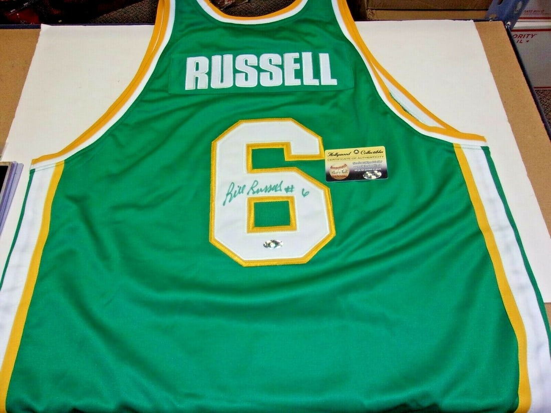 Bill Russell Signed San Francisco Celtics Jersey: Bill Russell Signed San Francisco Celtics Jersey This is an officially licensed NBA jersey featuring Bill Russell, a legendary player from the San Francisco Celtics. This original jersey is a must-hav