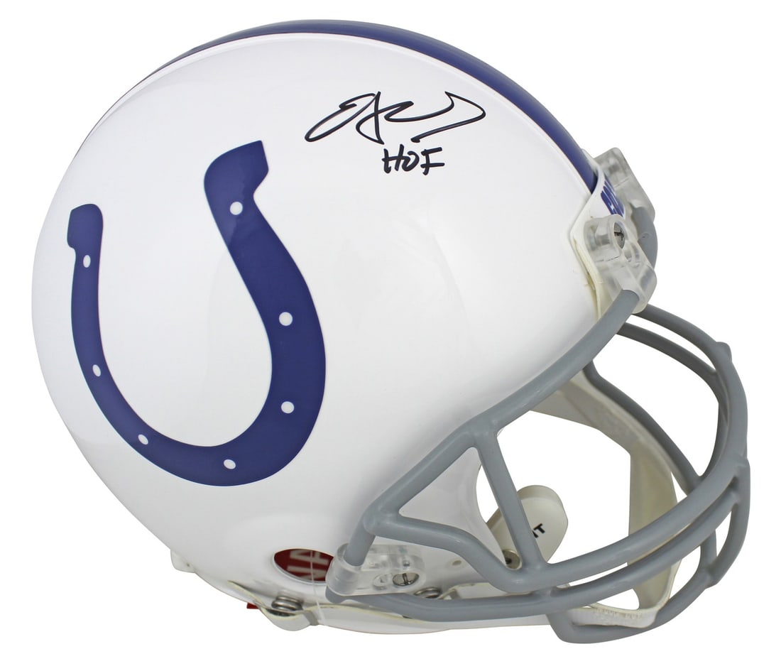 Edgerrin James Signed Authentic Colts Proline Full Size Helmet JSA Witness COA: Edgerrin James Signed Authentic Colts Proline Full Size Helmet JSA Witness COA This authentic Proline full size helmet features the Indianapolis Colts and is personally signed by Edgerrin James with a