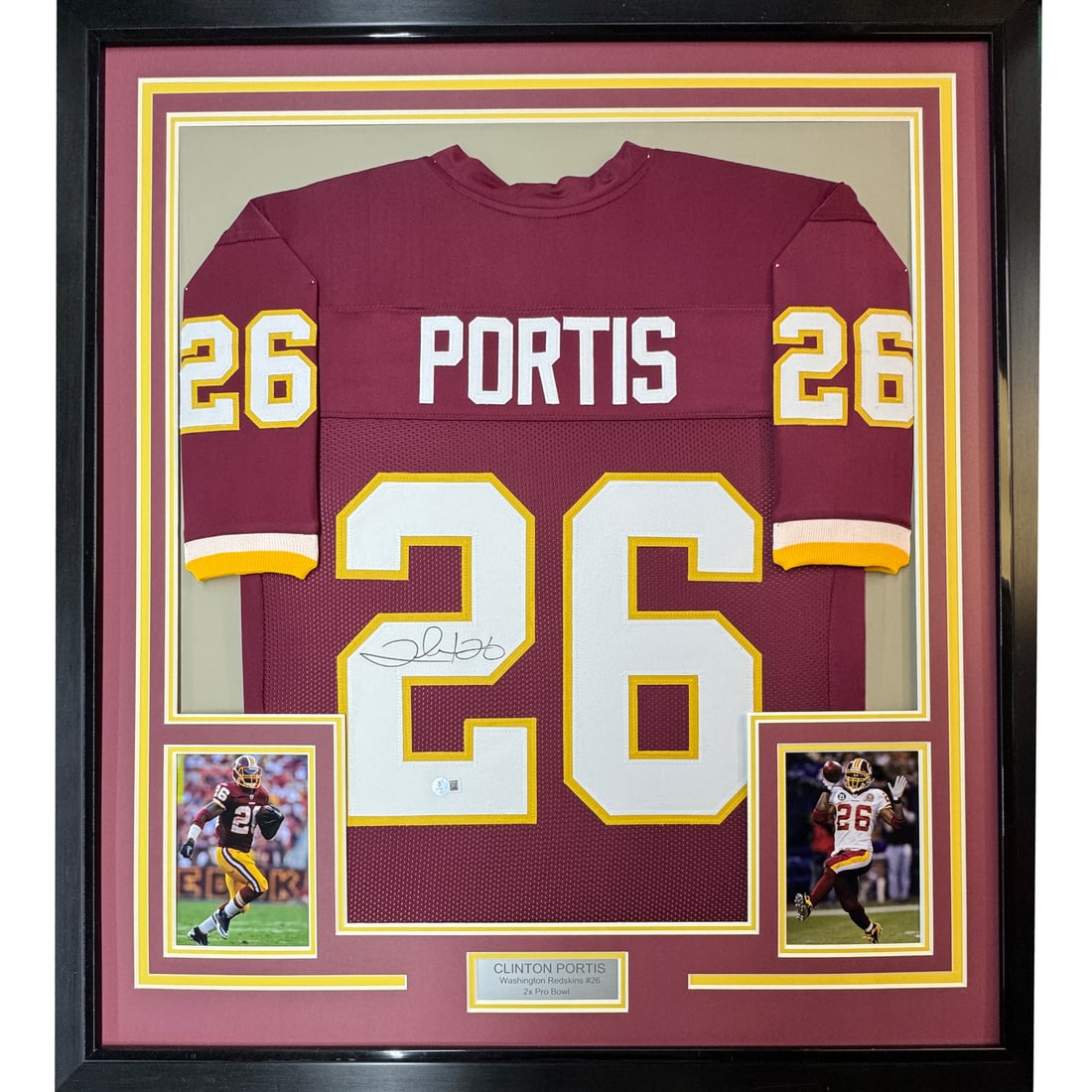 Framed Clinton Portis Autographed Jersey Washington Commanders Beckett Authenticated: Framed Clinton Portis Autographed Jersey Washington Commanders Beckett Authenticated Celebrate your love for the Washington Commanders with this professionally framed and autographed Clinton Portis fo