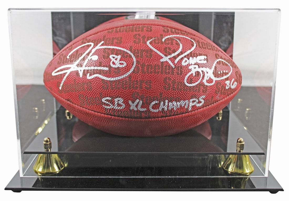 Beckett Witnessed Jerome Bettis Hines Ward signed The Duke football with case (1 of 5)