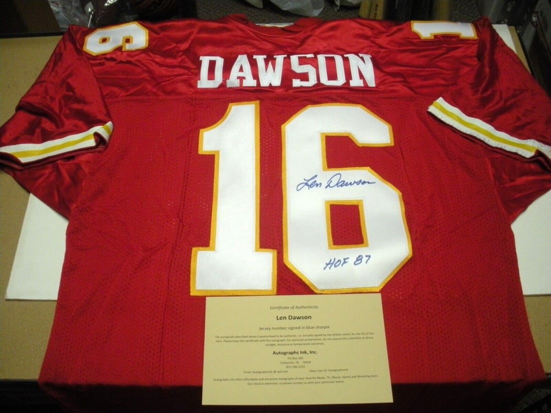 Signed Russell Jersey Len Dawson Kansas City Chiefs HOF With COA (1 of 2)
