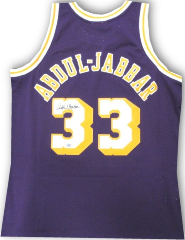 Kareem Abdul-Jabbar Signed Mitchell & Ness Lakers Jersey Fanatics Authentic: Kareem Abdul-Jabbar Signed Mitchell & Ness Lakers Jersey Fanatics Authentic Celebrate the legacy of basketball legend Kareem Abdul-Jabbar with this autographed Mitchell & Ness jersey. This original pu